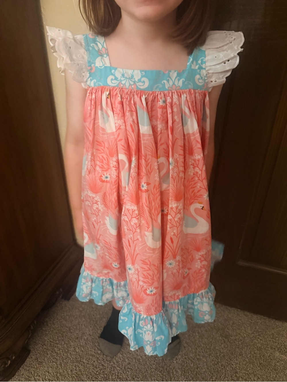 Eleanor Rose Pink and Aqua Floral Dress